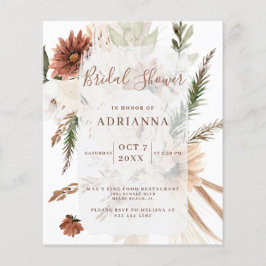 Convite de Chá de Noiva de Casamento Boho Pampas c