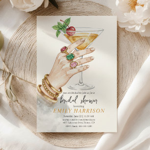 Convite de Chá de Noiva de Cocktail Elegante Arte