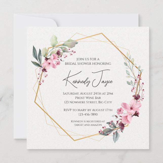 Convite de chá de noiva de louro floral, sofistica (Frente)