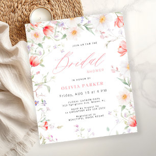 Convite de chá de noiva de orçamento boho flor sil