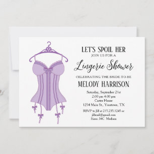Convite de Chá de Noiva de Roupa Íntima Roxo Lavan