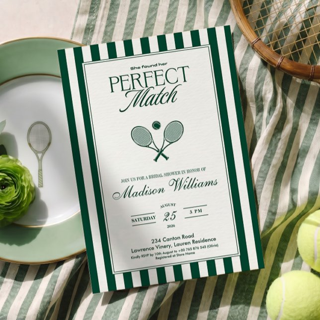 Convite de Chá de Noiva de Tênis Perfect Match (Criador carregado)