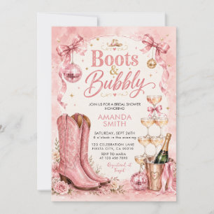 Convite de Chá de Noiva Disco Boots & Bubbly