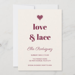 Convite de Chá de Noiva Editorial Love and Lace