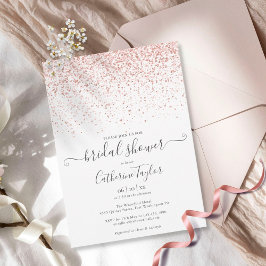 Convite de Chá de Noiva Elegante em Glitter Dourad