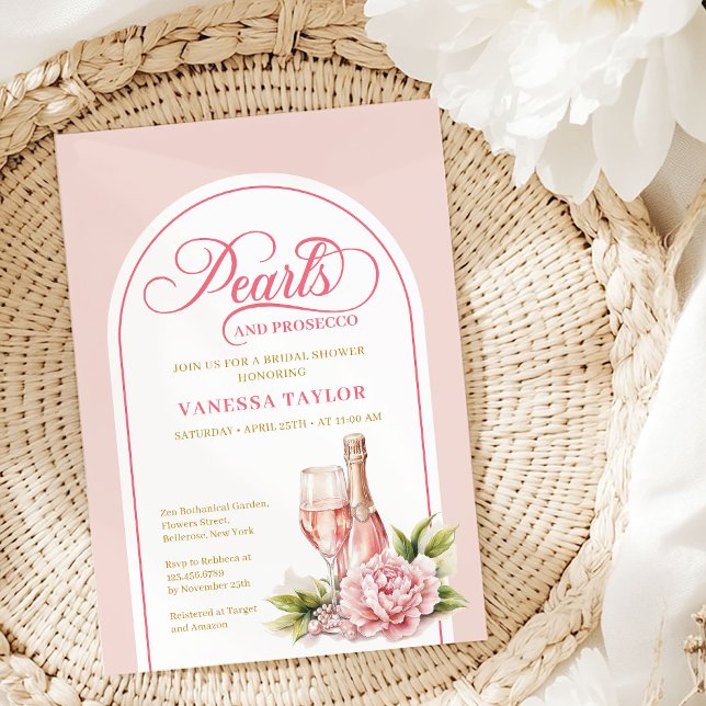 Convite de chá de noiva elegante em rosa e dourado (Stylish blush and gold bridal shower invitation)