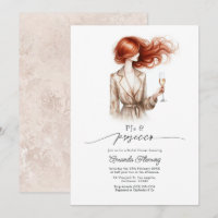 Convite de Chá de Noiva Elegante PJs & Prosecco Ca