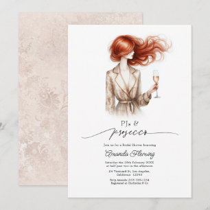 Convite de Chá de Noiva Elegante PJs & Prosecco Ca