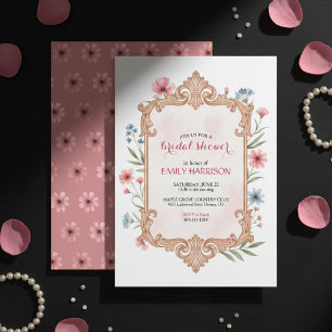 Convite de Chá de Noiva em Moldura Floral Elegante