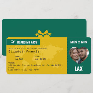 Convite de Chá de Noiva em Passagem de Embarque Ve