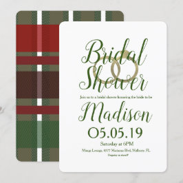 Convite de Chá de Noiva Flanel Plaid Foil Natal