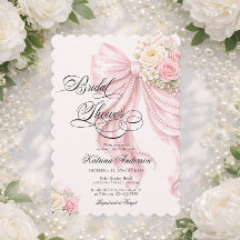 Convite de Chá de Noiva Flor de Rosa Pérola Elegan