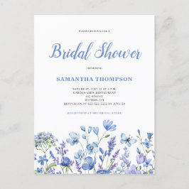 Convite de Chá de Noiva Floral Azul