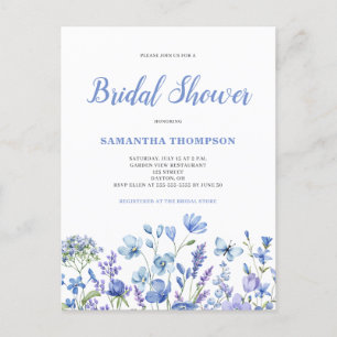 Convite de Chá de Noiva Floral Azul