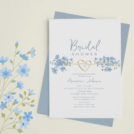 Convite de Chá de Noiva Floral Azul Empoeirado