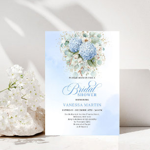Convite de Chá de Noiva Floral Azul Jardim Românti