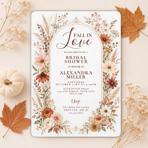 Convite de Chá de Noiva Floral Boho Fall In Love W