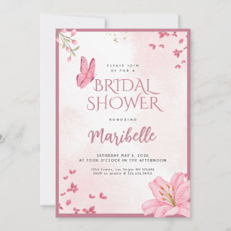 Convite de Chá de Noiva Floral Borboleta