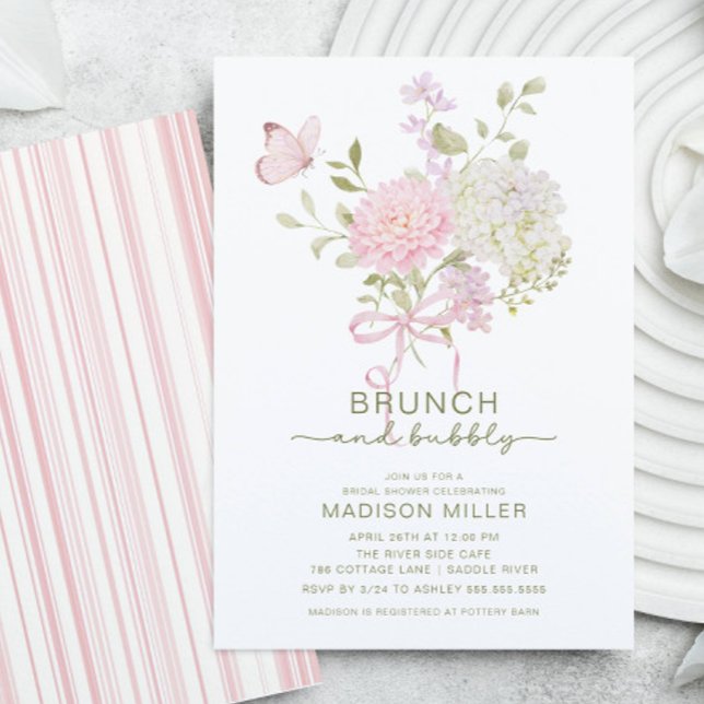 Convite de Chá de Noiva Floral Brunch & Bubbly (Criador carregado)
