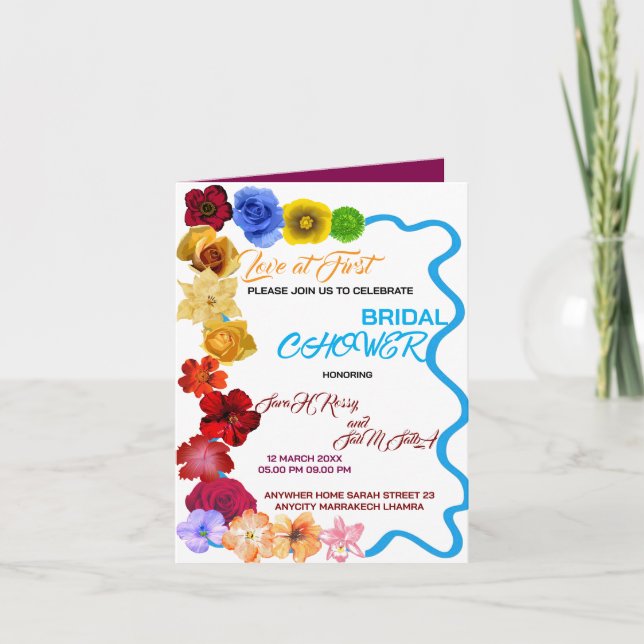 Convite de Chá de Noiva Floral, Chá de Noiva de Fl (Frente)