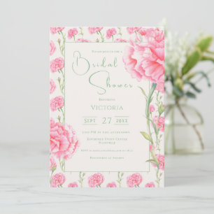 Convite de Chá de Noiva Floral Cravo Rosa