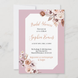Convite de Chá de Noiva Floral Creme e Marrom Boho