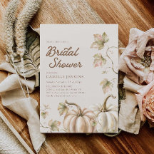 Convite de Chá de Noiva Floral de Abóbora de Outon