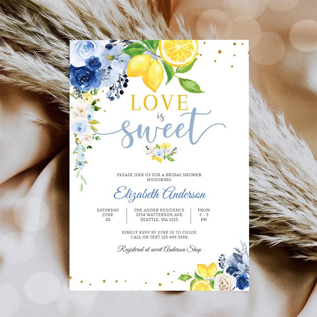 Convite de Chá de Noiva Floral de Limão (Criador carregado)