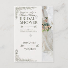 Convite de Chá de Noiva Floral e Branco Elegante