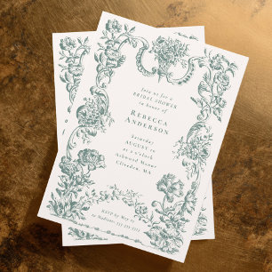 Convite de Chá de Noiva Floral em Moldura Vintage 