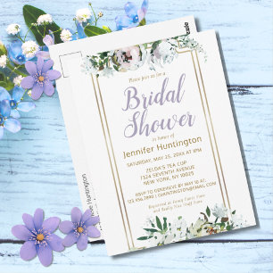 Convite de Chá de Noiva Floral Lavanda de Meados d