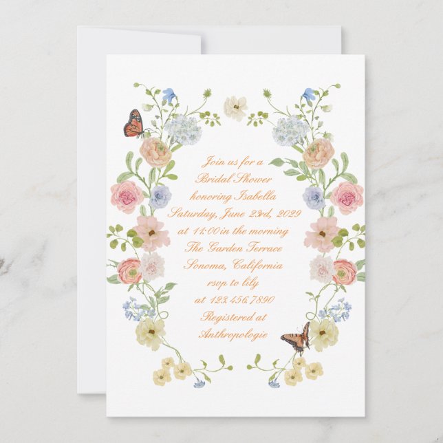 Convite de Chá de Noiva Floral Pastel Romântico (Frente)
