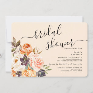 Convite de Chá de Noiva Floral Pêssego