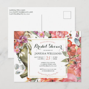 Convite de Chá de Noiva Floral Primavera Verão