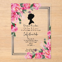 Convite de chá de noiva floral rosa