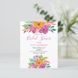 Convite de Chá de Noiva Floral Rosa Econômico