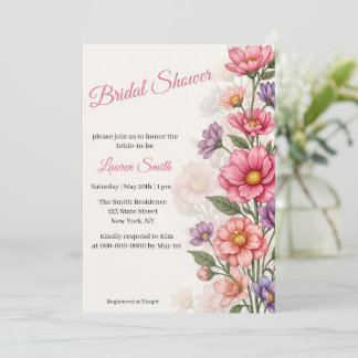 Convite de Chá de Noiva Floral Rosa Elegante