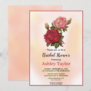 Convite de Chá de Noiva floral rosa em pó aquarela