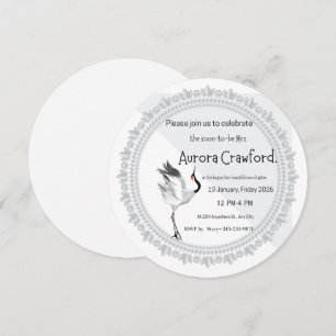 Convite de Chá de Noiva Grou Elegante   Círculo As