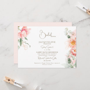 Convite de chá de noiva horizontal elegante floral