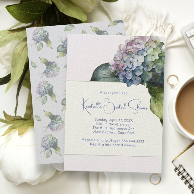 Convite de Chá de Noiva Hydrangea Art Pastéis (Criador carregado)
