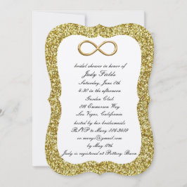 Convite de Chá de Noiva Infinito Dourado com Purpu