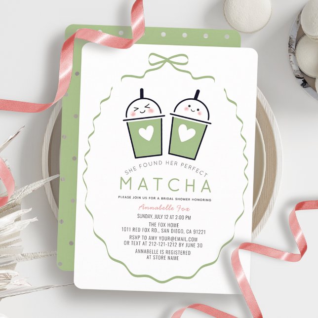 Convite de Chá de Noiva Kawaii Arco de Matcha Perf (Criador carregado)