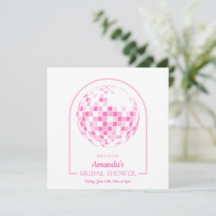 Convite de Chá de Noiva Light Pink Disco Boogie