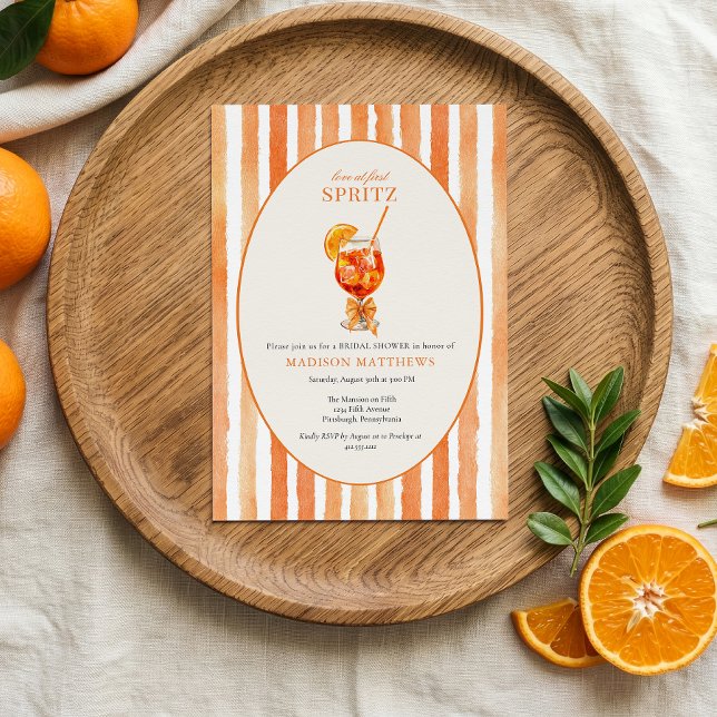 Convite de Chá de Noiva Love at First Spritz Laran (Love at First Spritz Bridal Shower Invitation)