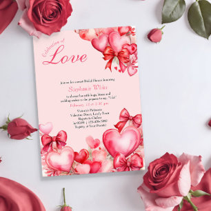 Convite de Chá de Noiva Love Hearts and Bows