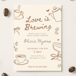 Convite de Chá de Noiva Love is Brewing: Café
