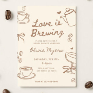 Convite de Chá de Noiva Love is Brewing: Café