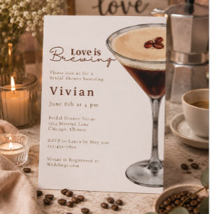 Convite de Chá de Noiva Love is Brewing Martini