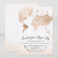 Convite de Chá de Noiva Mapa de Aquarela Viagem